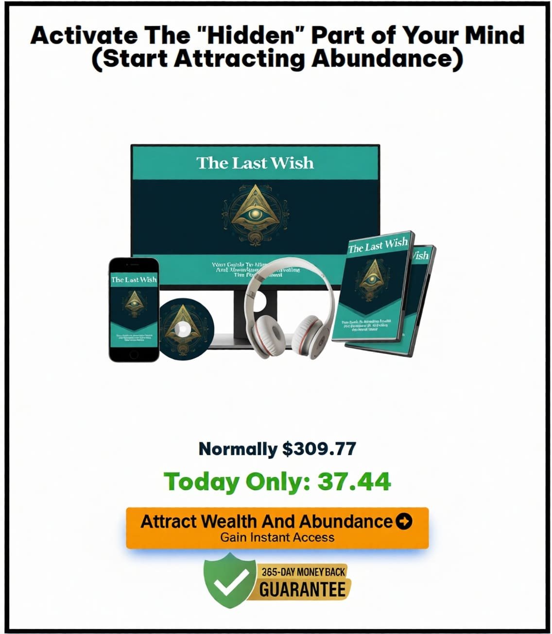 The Last Wish pricing: normally $309.77, today $37.44, with 365-day money back guarantee