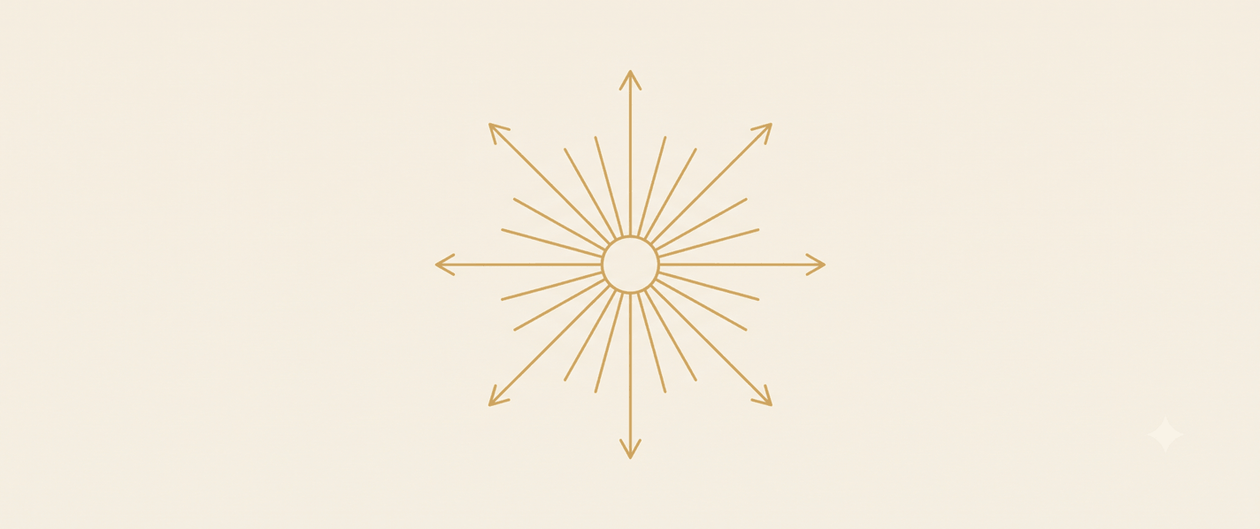 Decorative radiating gold line ornament, section divider
